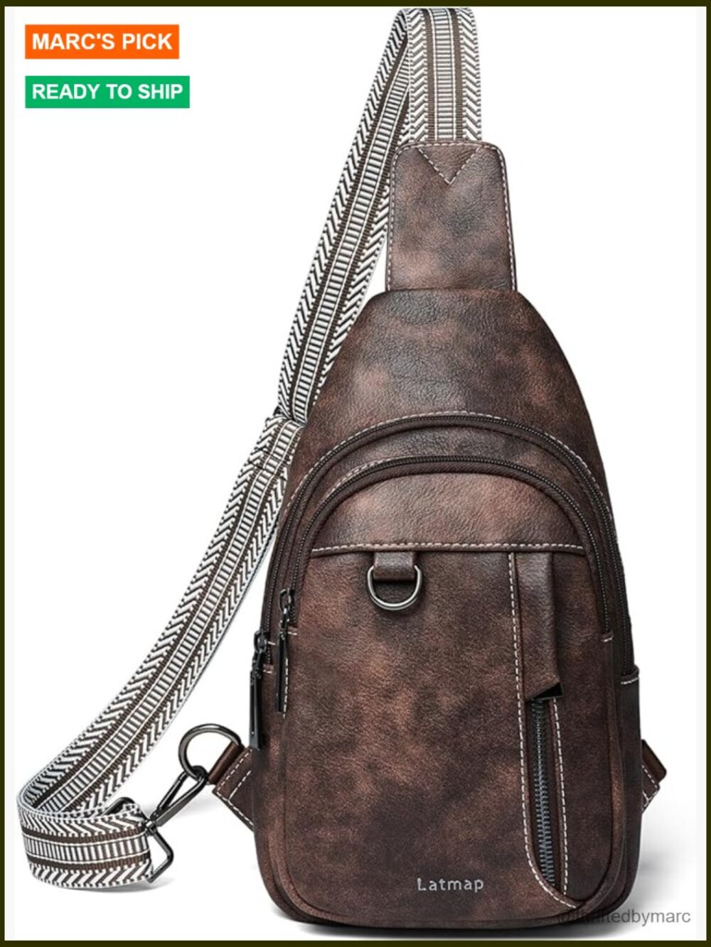 7l Faux Leather Sling Backpack Anti-Theft Crossbody Travel Daypack